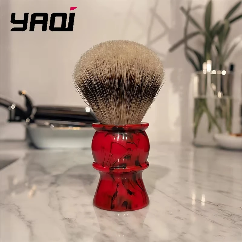 pinceaux-a-raser-yaqi-24mm-100-poils-de-blaireau-silvertip-manche-en-resine-rouge-pour-hommes-accessoire-de-toilettage-vintage-essentiel