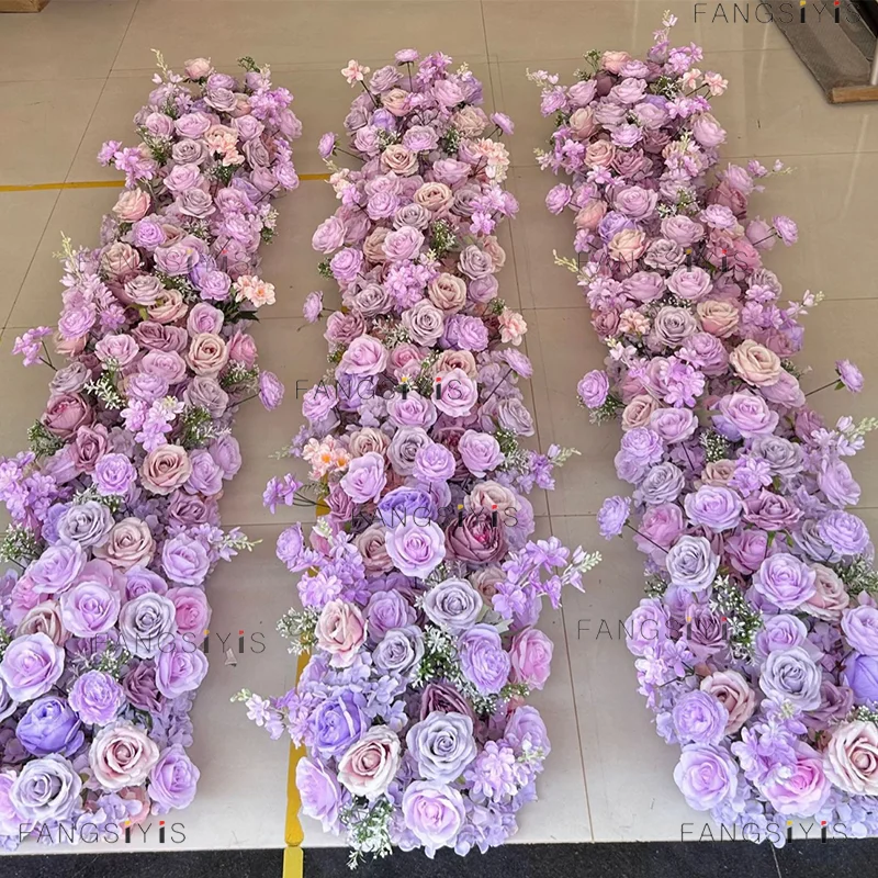 Weiße Rosen-Kirschblüten-Blumenreihe Dekoration Hochzeitshintergrund Bankett-Tischläufer Blumenarrangement Event-Bühne Schaufensterdekoration – Detail 1
