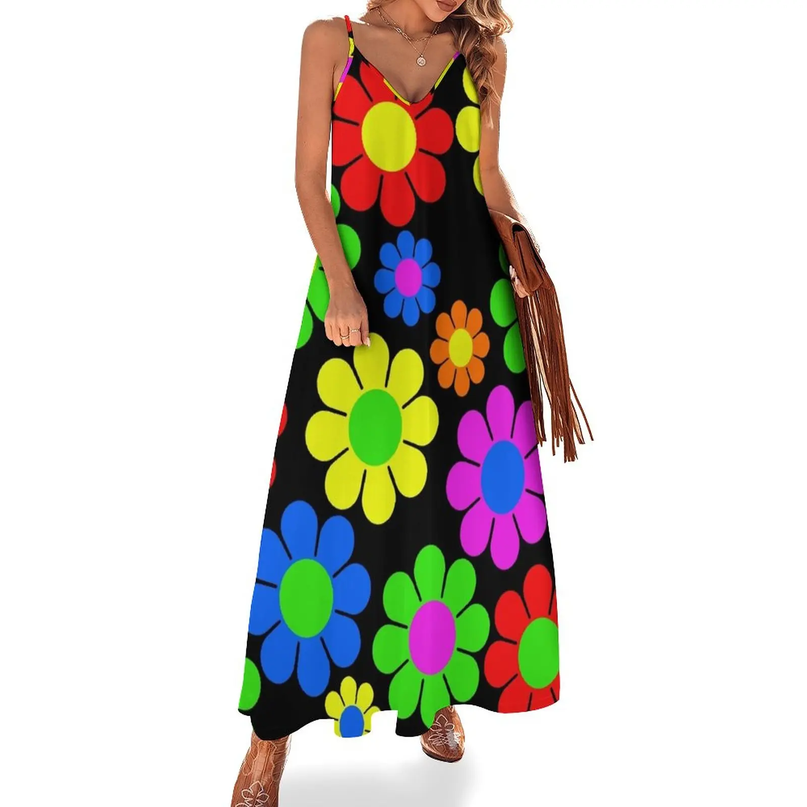 

Hippy Flower Daisy Spring Pattern Sleeveless Dress Woman fashion dresses for womens 2023