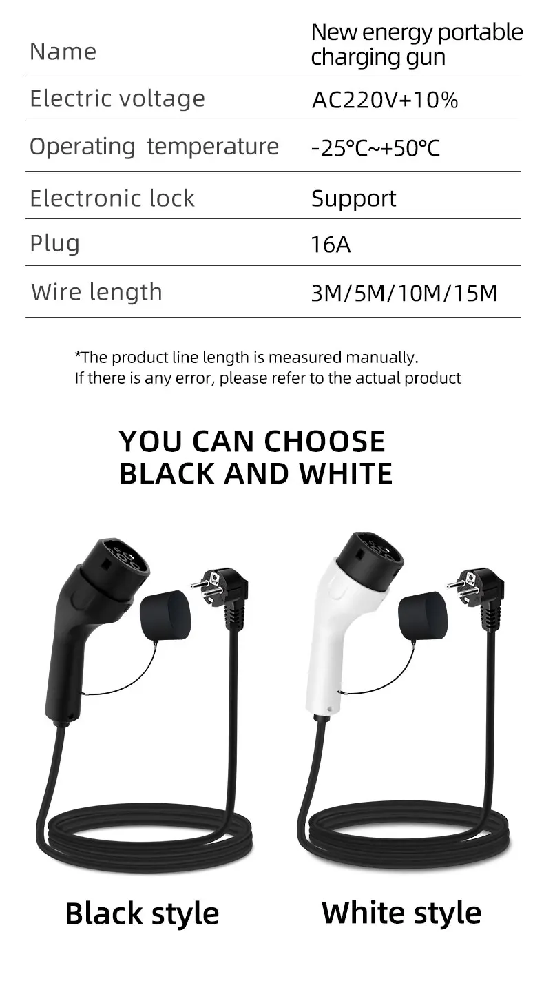 Tragbares 3,5 kW 16 A EV-Ladegerät 3M 5M 10M 15M 20M Kabel Typ2 IEC62196 EVSE EU-Stecker Wallbox-Adapter für Elektrofahrzeuge – Detail 15