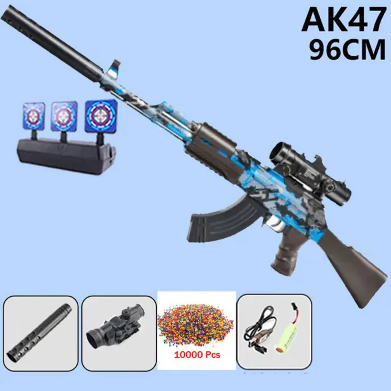 Ak47-pistola de bolas de Gel AutoHydro para niños y adultos, Rifle eléctrico de bala suave, Arma de tiro de lucha Cs, juguete falso, 96cm