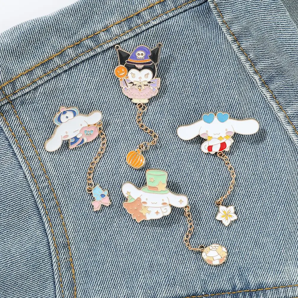 

Sanrio Brooch Hello Kitty Anime Kawaii Brooches Badges Y2k Jewelry Cartoon Enamel Pins With Chain Gifts For Fans Friends