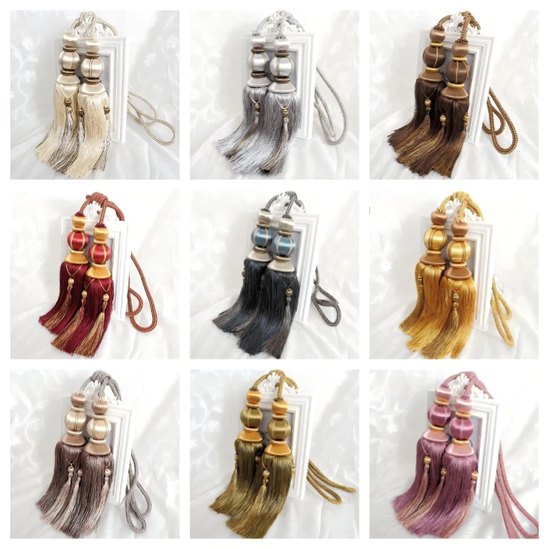 1 Pair Curtain Rope Double Ball Curtain Buckle Strap Hanging Ball Hook Tassels Tie Backs For Home Curtains Decor Accessories