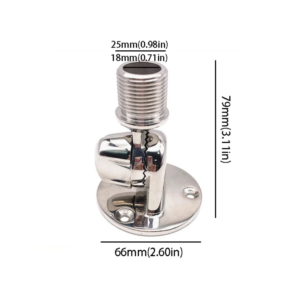 316 Stainless Steel Ratchet Antenna Mount 25mm Diameter Adjustable Design Marine Antenna Mount Ratchet Mechanism Round Base