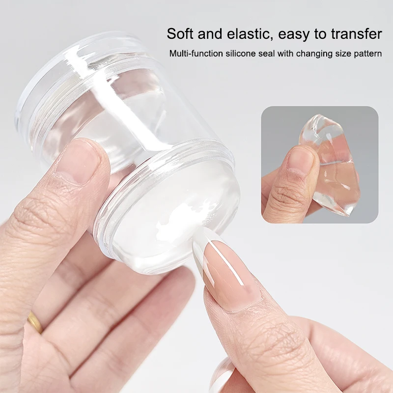 Double Headed French Nail Art Stamper พร้อมเครื่องขูดเล็บซิลิโคนหัวเล็บแม่พิมพ์ปั๊มแม่แบบสําหรับ DIY เล็บขนาด