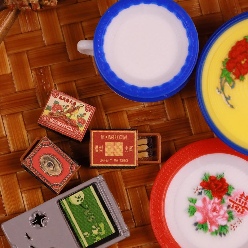 Casa delle bambole Accessori da cucina in miniatura Simulazione cinese Partita Ciotola smaltata Modello Stoviglie in miniatura Pentola per condimenti