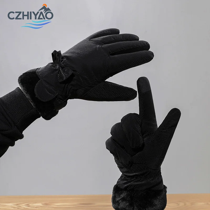 

CZHIYAO Women'S Winter Gloves with Touchscreen Compatibility-Plush Interior,Non-Slip Grip,For Cold Weather,Skiing,Cycling,Skiing