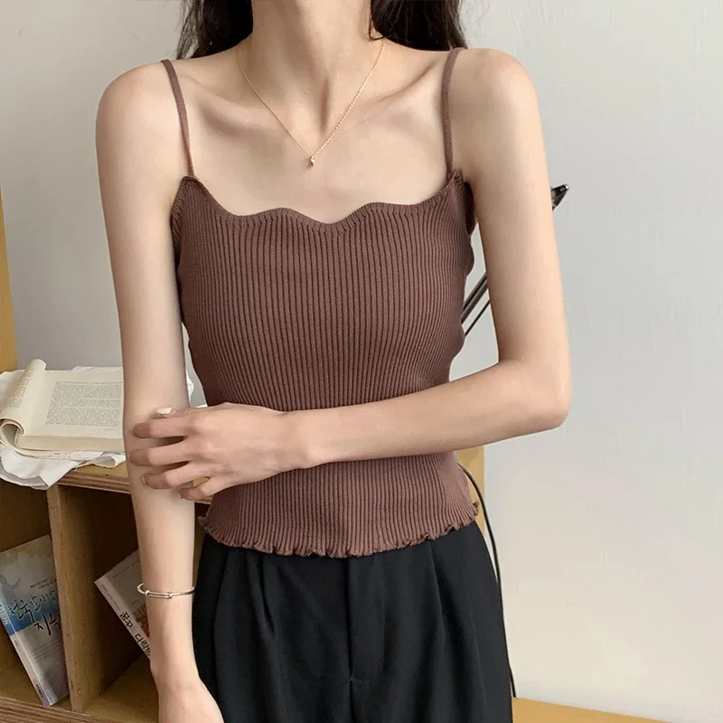 Koreanisches Einfaches Inneres Schichtungs-Tanktop, Lässiges Alltags-Top, Retro Koreanischer Stil, Gestricktes Damen-Camisole, Sommer 2026 Ärmelloses Slim-Fit-Oberteil – Detail 39