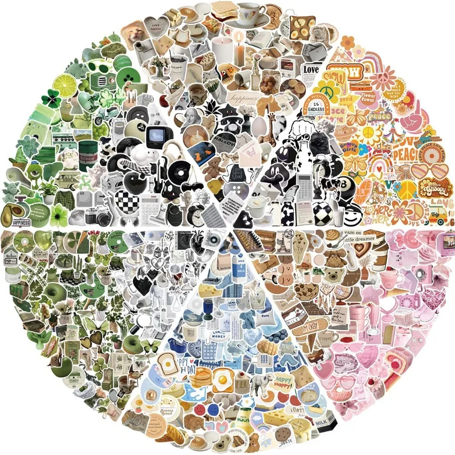 640 قطعة ملصقات جمالية لزجاجات المياه الفينيل مقاوم للماء محمول ملصق سكيت الكمبيوتر الهاتف الشارات للفتيات المراهقين Pe