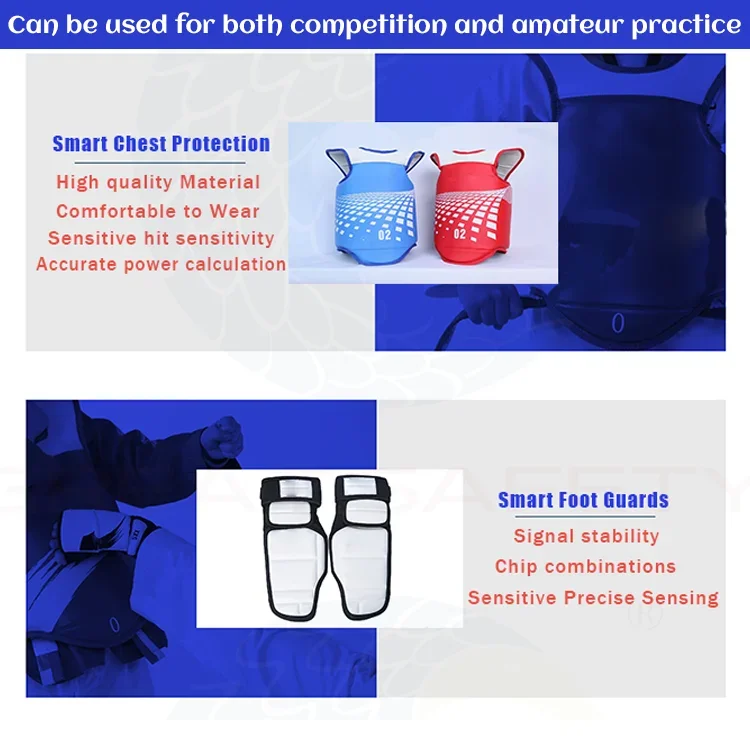 WTF Custom Taekwondo Protector PU Material Electronic Foot Cover Head Guard Custom Taekwondo Equipment Outfit for Match Train