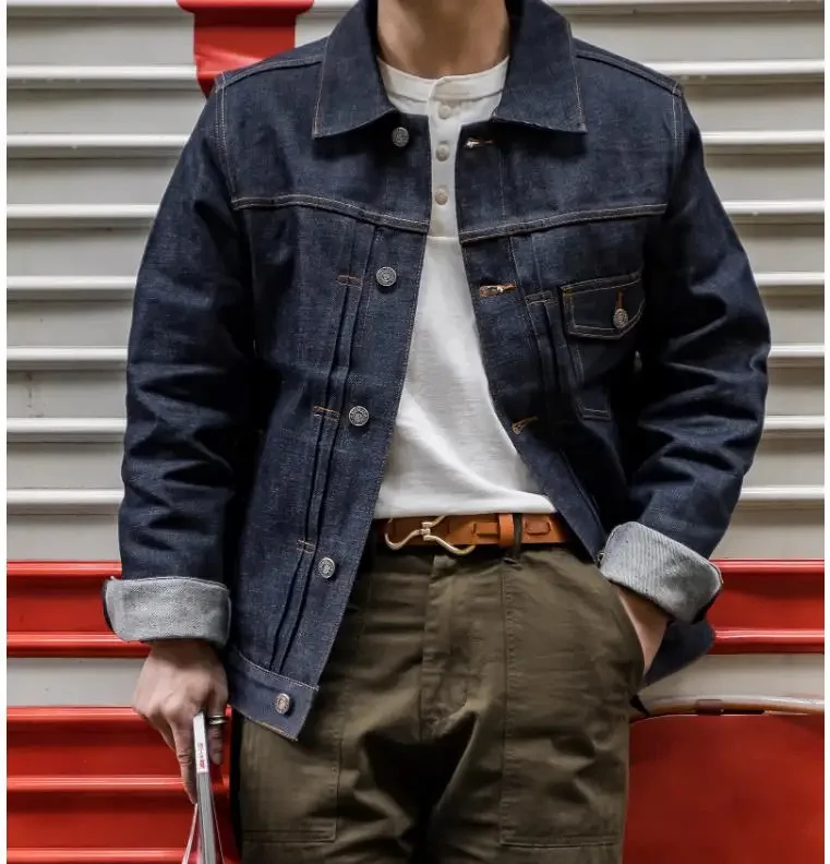 Shop Best.Classic casualType 1 Denim jacket.15.6 OZ thick Rawdenim coat.fashion mens cotton cloth.retro work wear.