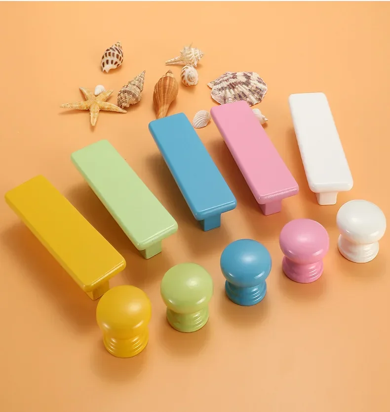 Colorful Children's Wooden Cabinet Knobs and Handles Kitchen Door Handle Closet Handle Drawer Knob Furniture Pull