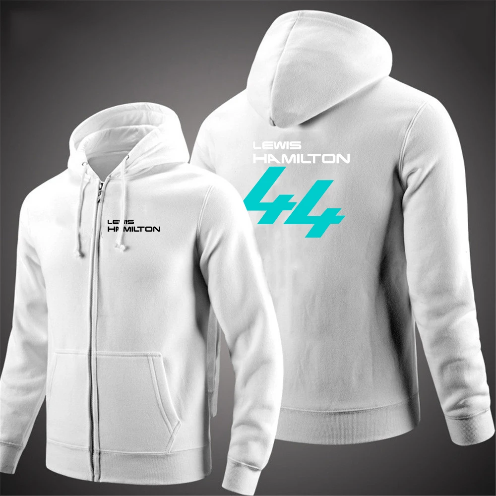 F1 Driver Lewis Hamilton Digital 44 Men's Zipper Hoodie Sweatshirt Cardigan Solid Color Classic Jackets Outerwear tops Clothing