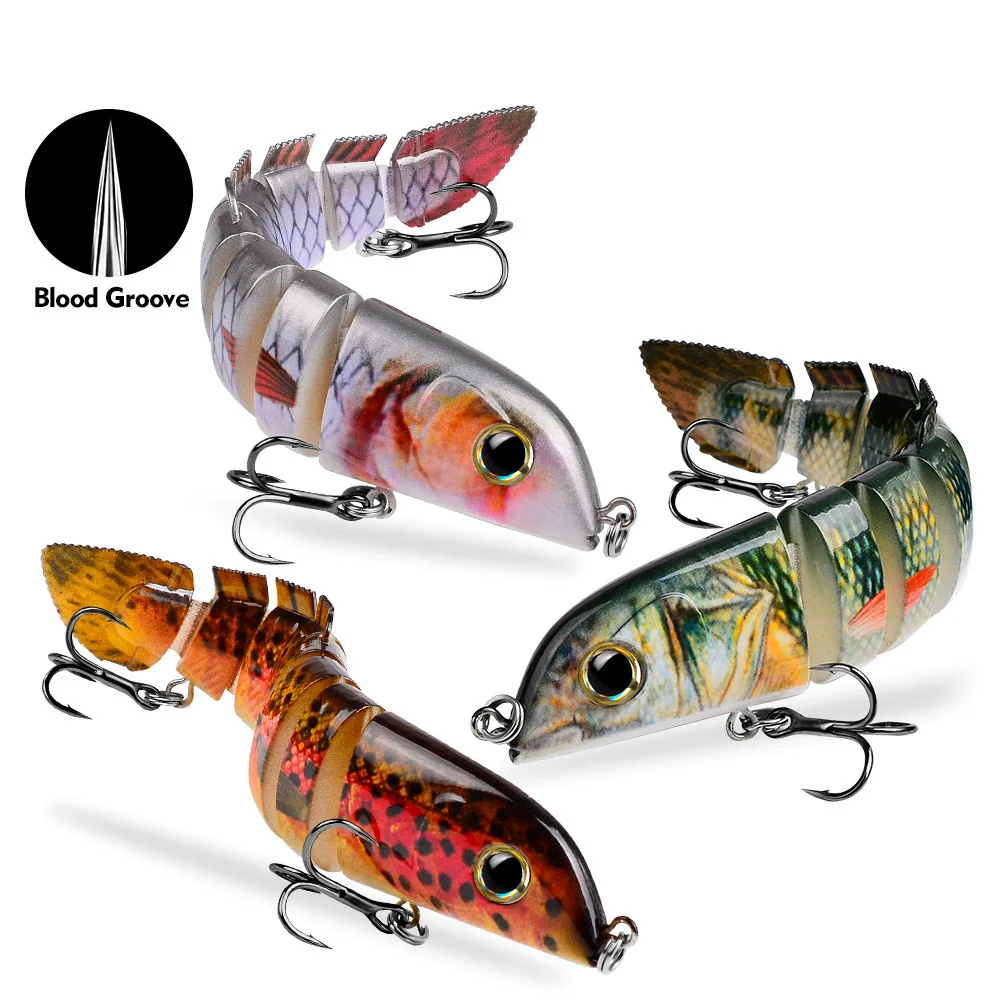 

1pcs Multi Jointed Fishing Lure 8 Segments Swimbait 6 Color 13cm 21.8g Lifelike Loach Joint Plastic Bait 6# Treble Hook hs075