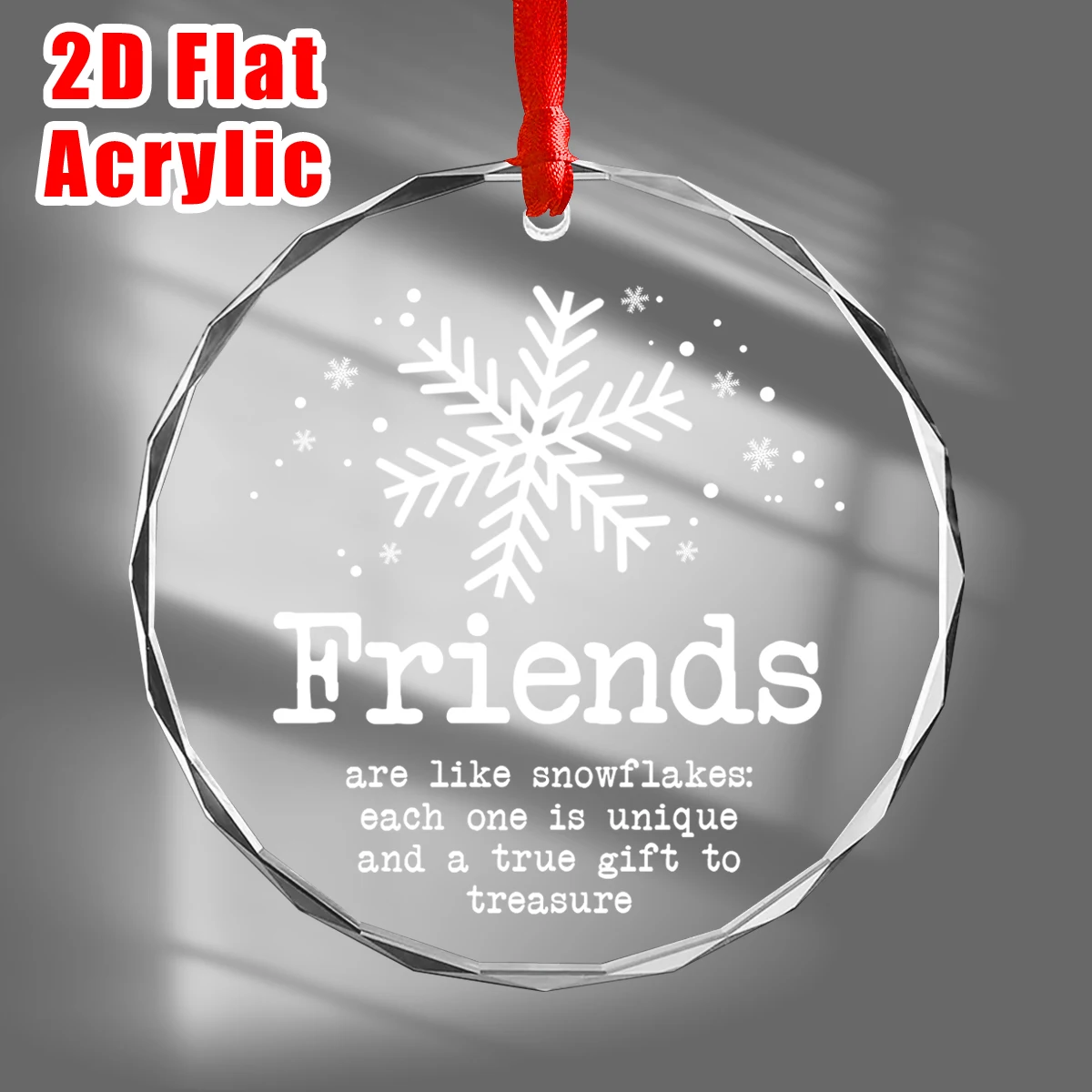 1pc Friends Themed Transparent Round Acrylic Christmas Ornament,Christmas Tree Keepsake Pendant,Appreciation Gift Hanging Sign