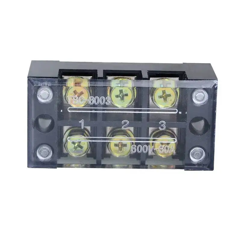 2pcs TBC-6003 60A 3P 6 Screws Connector Terminal Block Board Wire Wiring Connectors Fixed Terminals Pin Line 3 Poles 0.5-6mm2