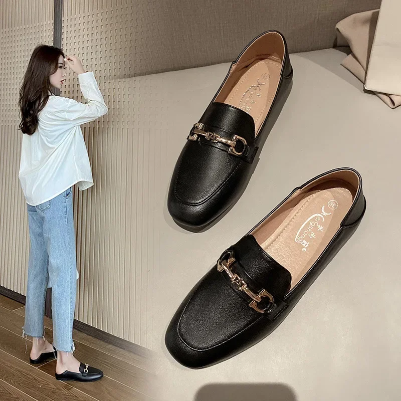 2023 Spring Flat Non-slip British Style Casual Loafers Women\'s Slippers Soft Sole Loafers