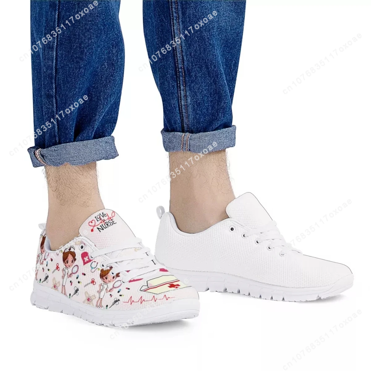 Light luxury European pattern flat sneakers non-slip gauze breathable Sport Shoes