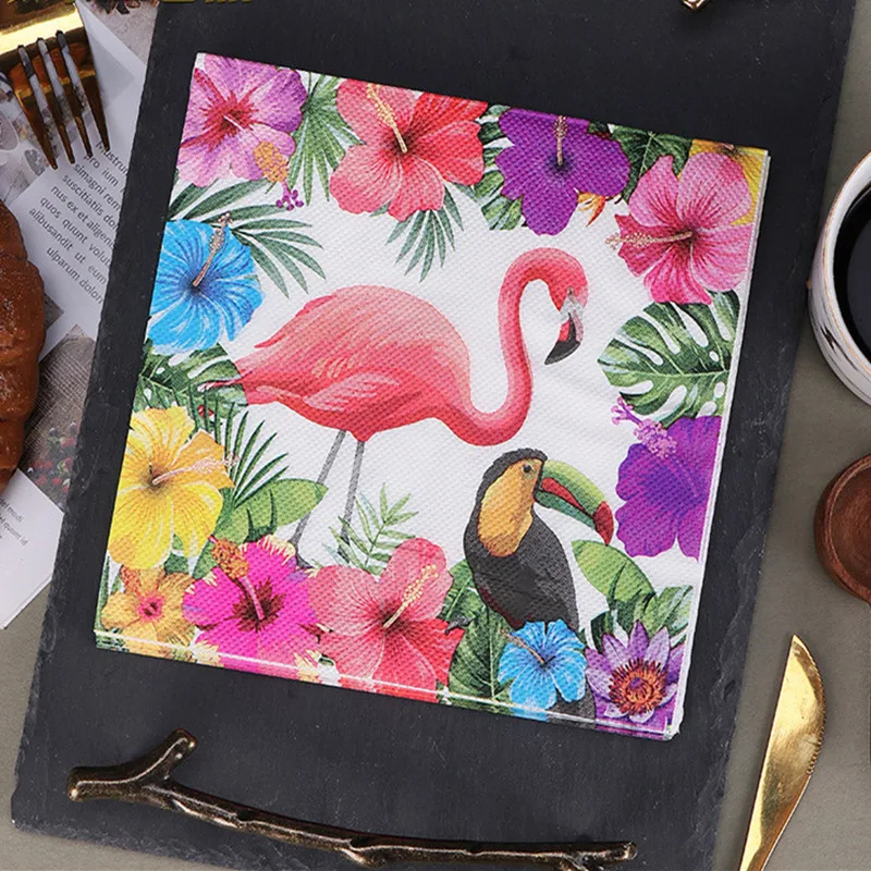 20pcs Flamingo Paper Napkin Summer Tropical Wedding Decoration Tissues Hawaii Bachelorette Party Decoration