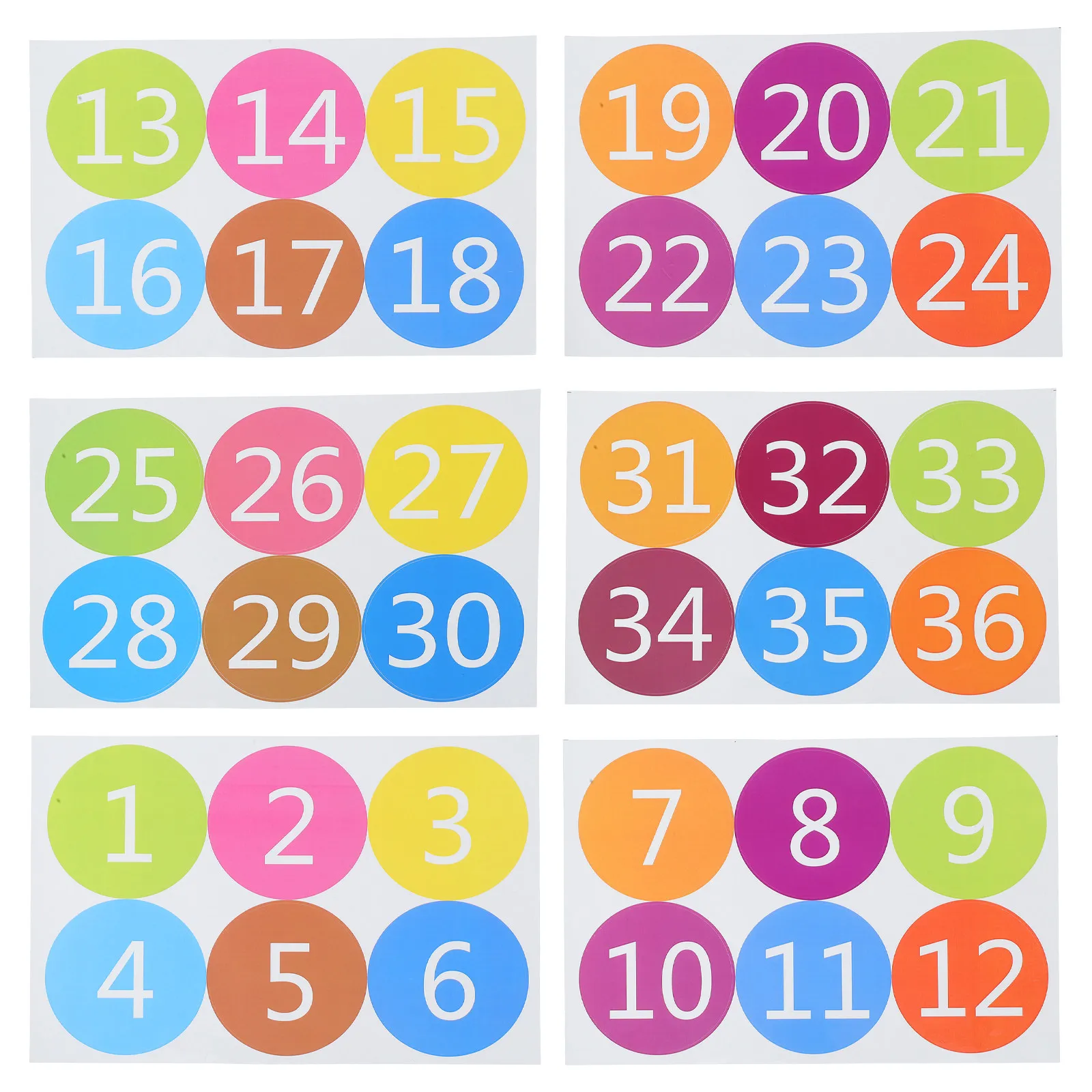 6Pcs Bright PVC Number Floor Stickers Self Adhesive Waterproof Large Number Labels Classroom Line Up Spots for Preschool