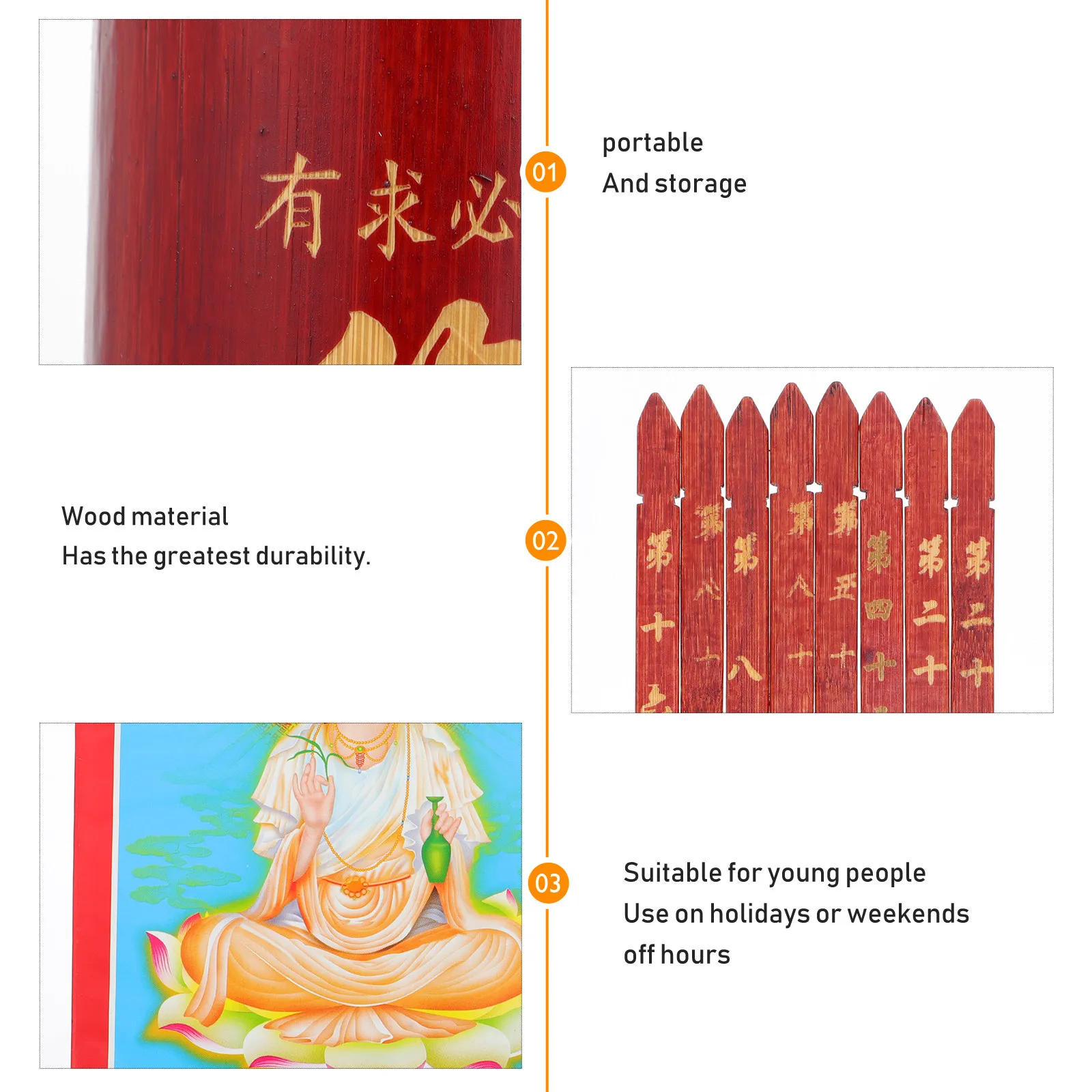 

Набор для буддийских гаданий: маленькие деревянные палочки для гадания, бумажные элементы, игровой набор в ведёрке для дома, храма, офиса, семейных встреч