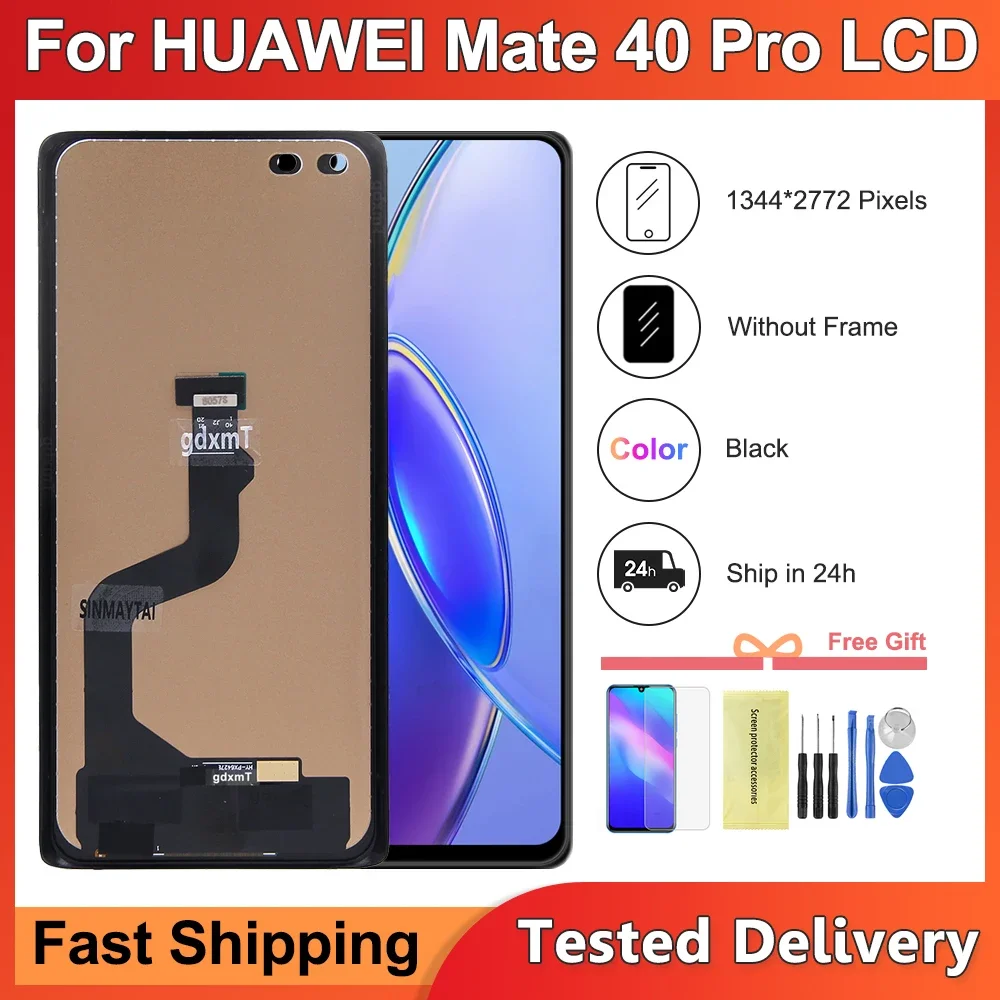 

100% Tested Display For Huawei Mate 40 Pro LCD Display Touch Screen For Huawei mate40 Pro NOH-NX9, NOH-AN00 Display With Frame