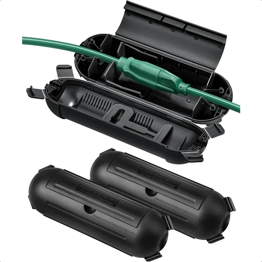 

[3Pack] Outdoor Extension Cord Safety Cover Weatherproof Electrical Connection Box Adjustable Compartment for AWG 12 14 16 Cord
