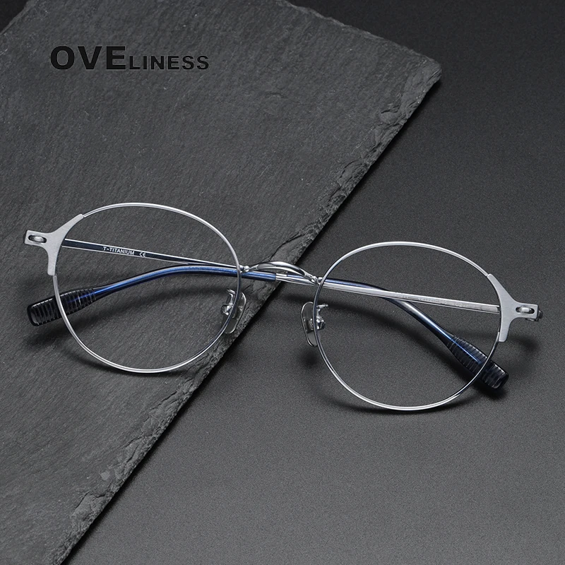 

2024 Pure Titanium Eye Glasses Frames Men Women Retro Round Optical prescription Eyeglasses frame Vintage Myopia Optical Eyewear