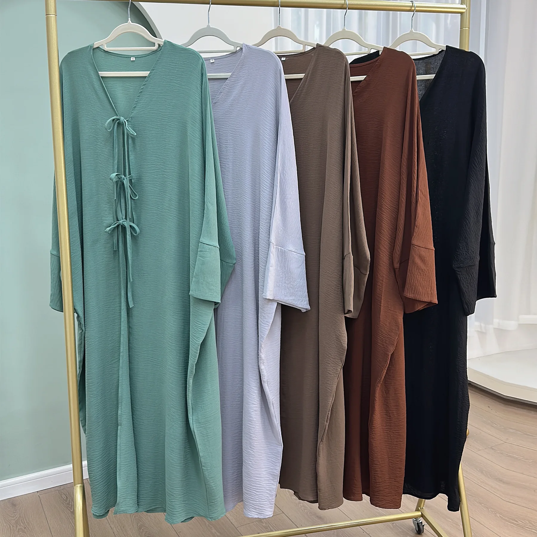 Eid Muslim Women Abaya Modest Arab Open Long Dress Jalabiya Ramadan Lace Up Cardigan Robe Morocco Dubai Abayas Kaftan Vestidos