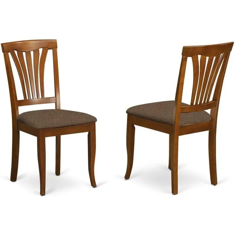 

36 Brown Linen Upholstered Dining Chairs (Set of 2)