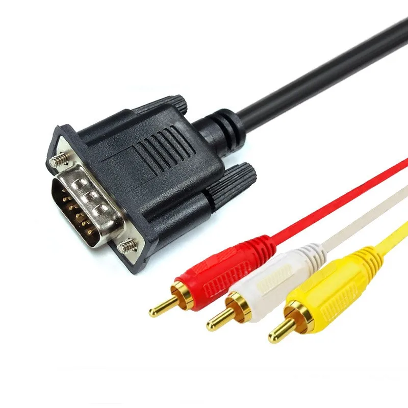 1.5M VGA to 3RCA Cable Gold Plated AV Converter Cord with Magnetic Circle for TV Computer PC Tablet Extend Video Audio Adapter