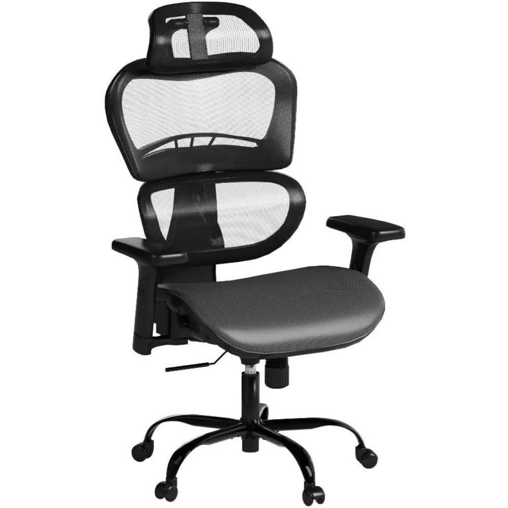 Ergonômico Escritório Rolling Desk Chair, Braço Ajustável 4D, Suporte Lombar 3D, Rodas de Lâmina, Cadeiras Da Sala, Gamer