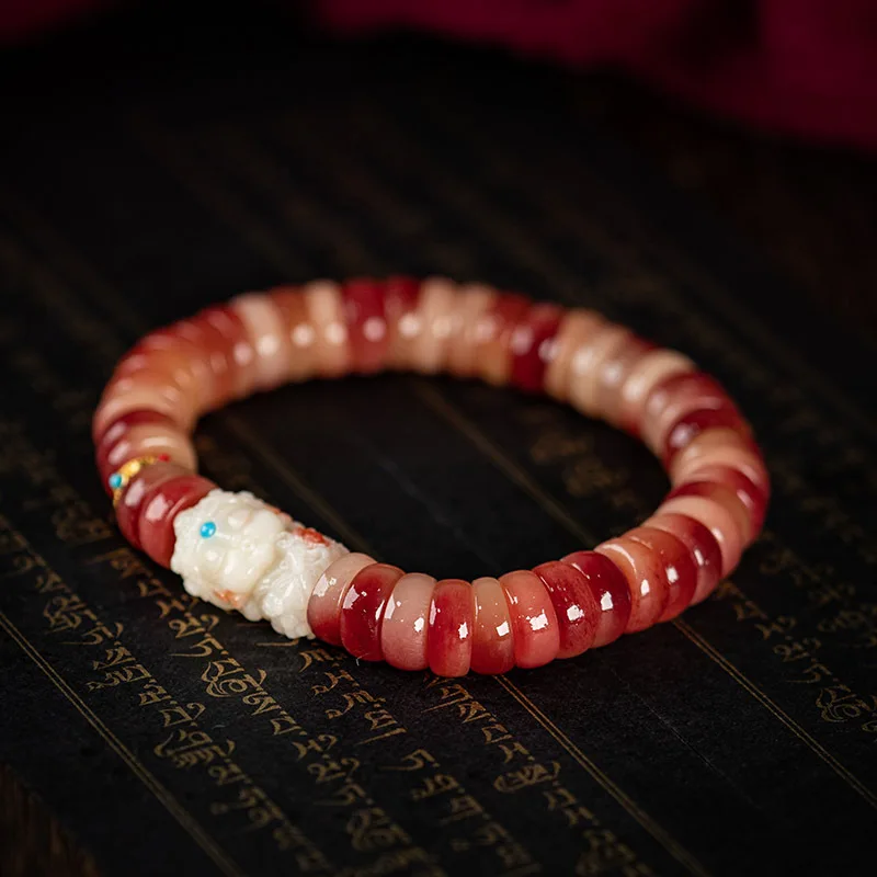 Natural Blood Material Bone Female Men's with Shape Slice Beads High-Grade Crafts Hand Toy Mother Bracelet