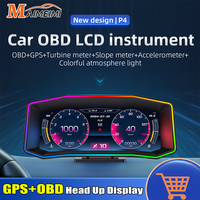 P4 OBD2 GPS HUD Head-up Display Digital Speedemeter Inclinometro 4x4 Slope Meter Voltage RPM Water Temp Gauge On-board Computer