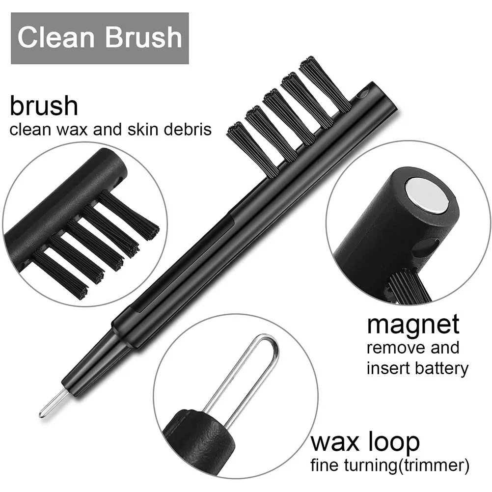 

12 Pcs Cleaning Brush Hearing Aid Kit Plastic Universal Stick Cleaner Earpiece Black Amplifier