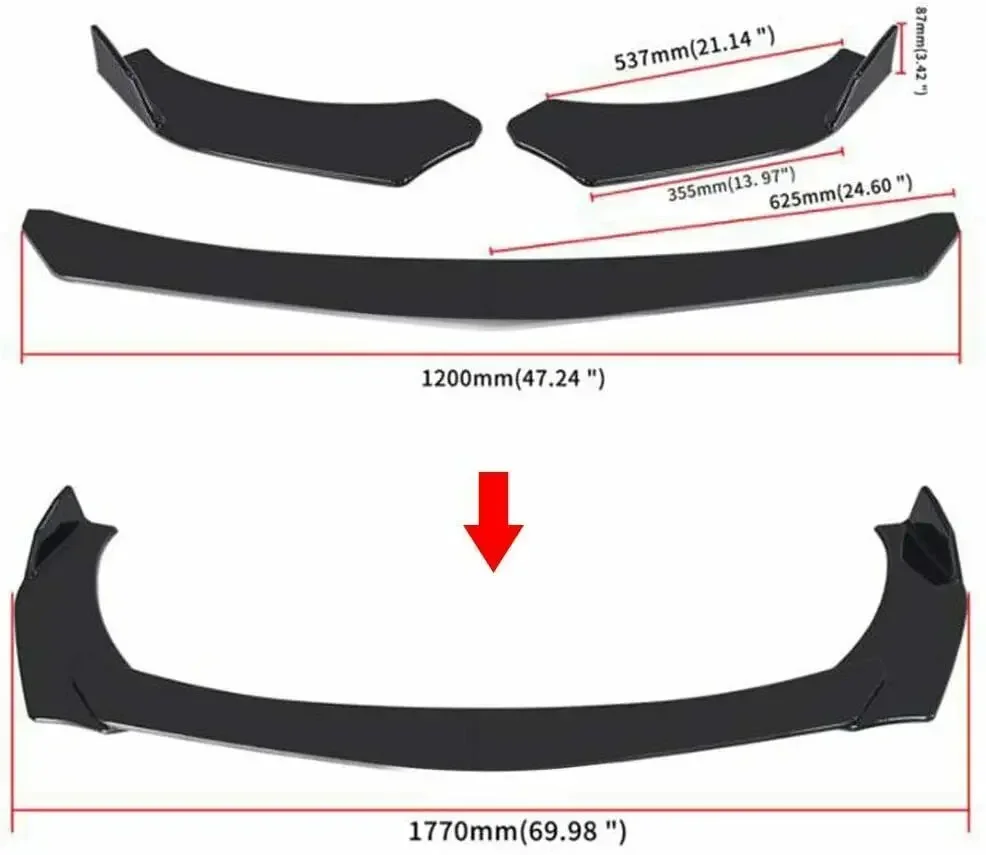 For Mitsubishi Galant 2000-2012 177cm Universal Can be Roted Front Bumper Lip Spoiler Side Splitter Body Kit Guard Deflector