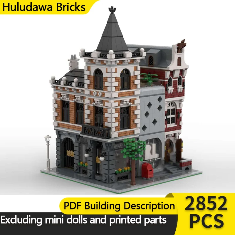 

Модель City Street View MOC, строительные кирпичи, закон, офисное здание, модульная технология, детские праздничные подарки, сборные игрушки, костюм