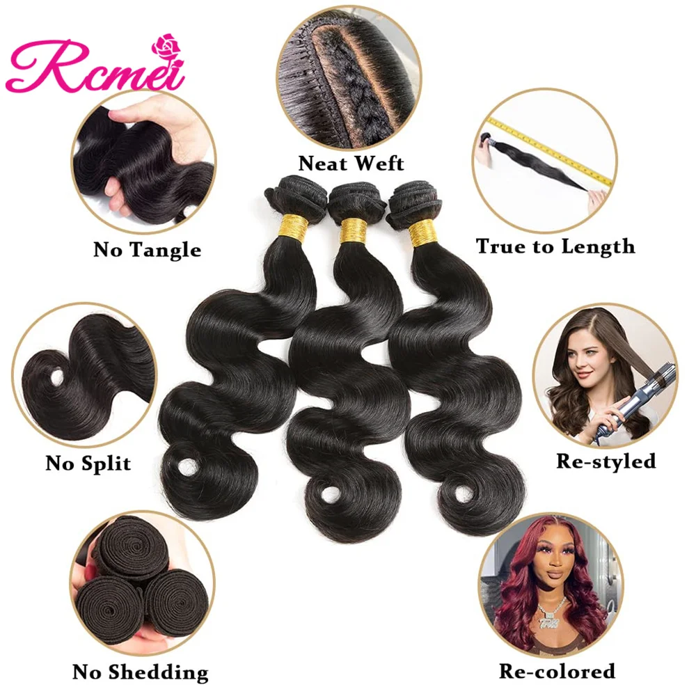 40 Inch Indian Hair Body Wave Human Hair Bundles 10A Pure Color Remy Human Hair Weave Bundles Raw Hair Extension For Woman