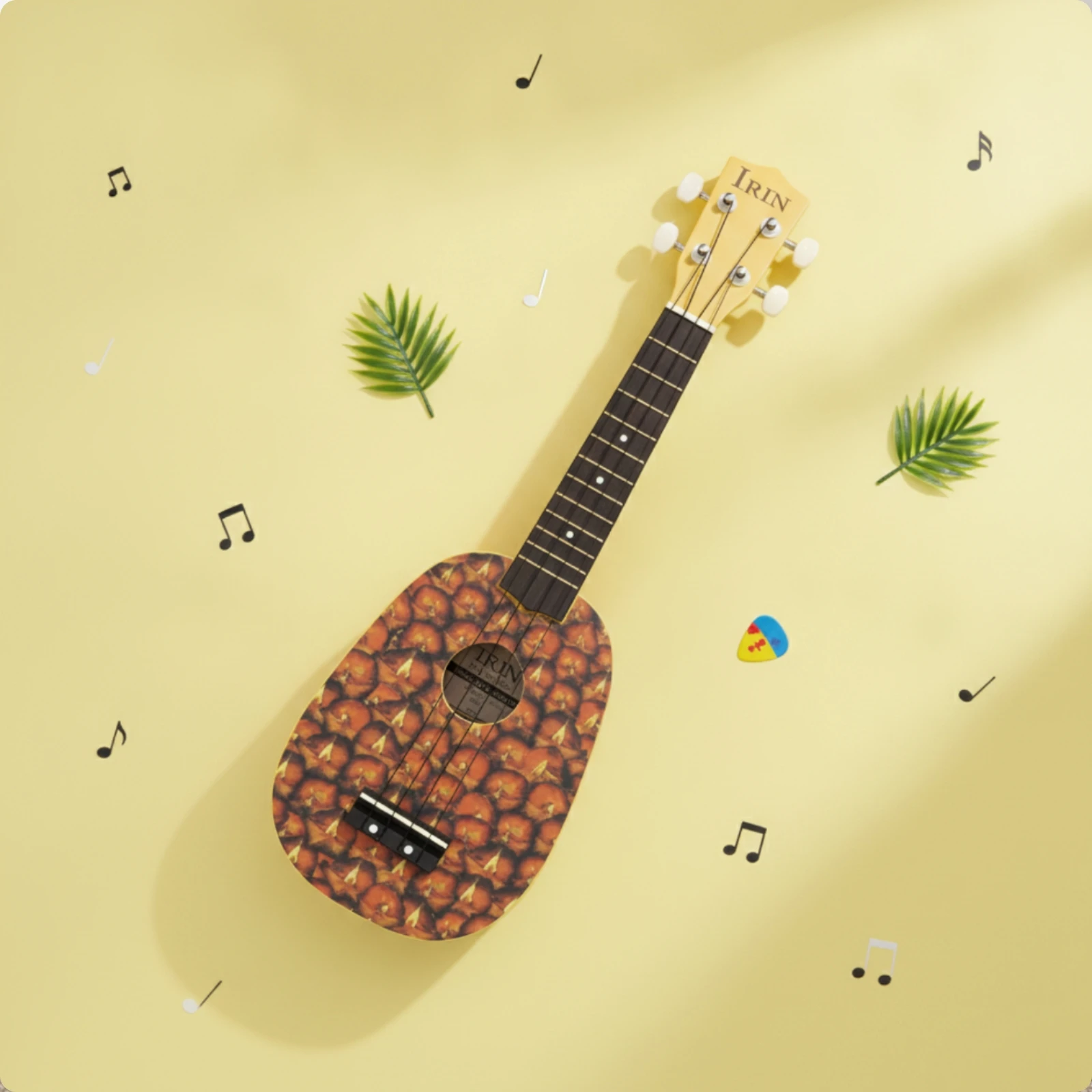 Pineapple Ukulele Nylon Strings 21 Inch Ukulele Musical Instrument Portable Lightweight for Children