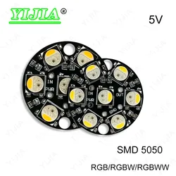 LED SMD 5050 RGB RGBW RGBWW 7-Light Single-Point Single-Control Ring Development Board DC5V Dia 24mm PCB Board For Stage Lights