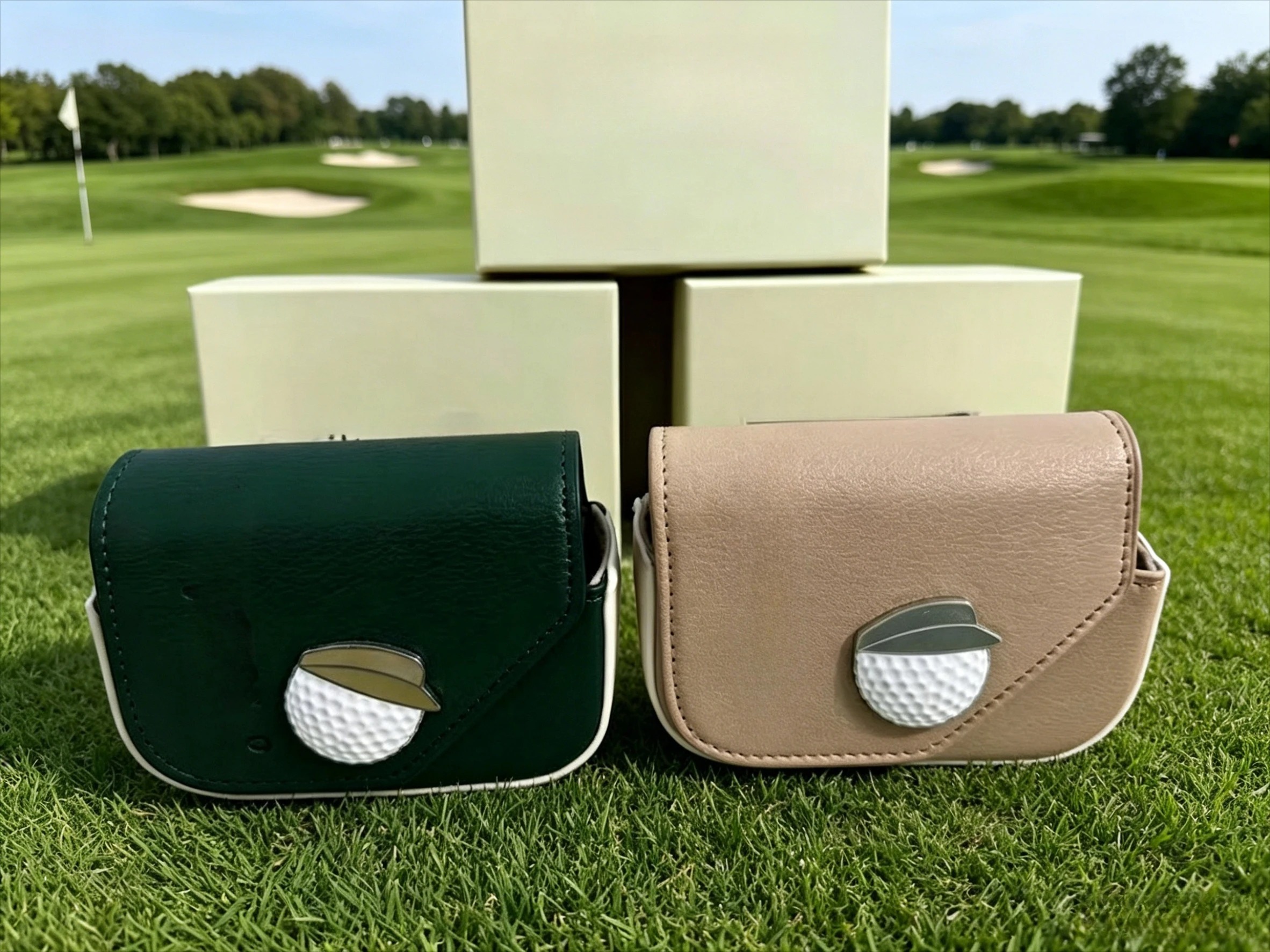 

Premium Leather Golf Rangefinder Holder Magnetic Closure Golf Waist Pack with Marker Gift Box Set Golfing Accessories Bag