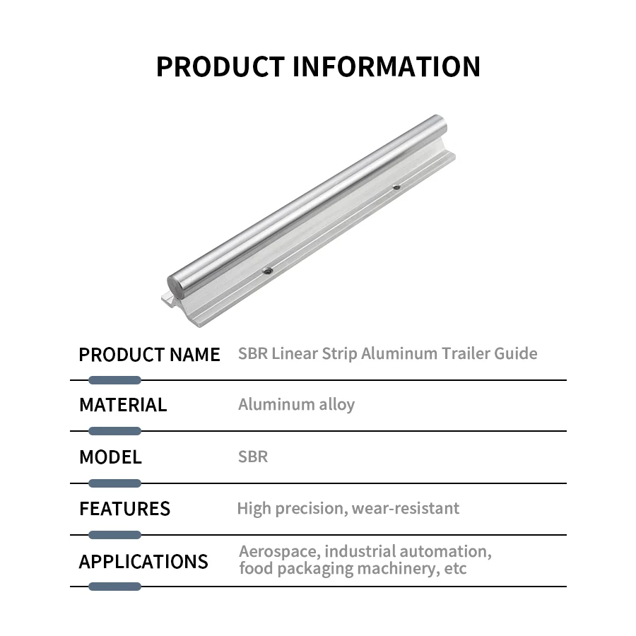 2PC Guide Rail SBR10 12 16 20 25 30 35 40 50 Length 150-1150mm Sliding Table Woodworking Bearing Cylindrical CNC Parts