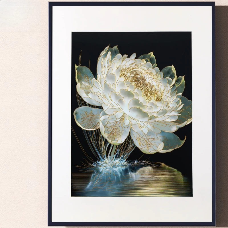 

Three-dimensional bronze carving painting light and shadow water lily study office living room decorative painting