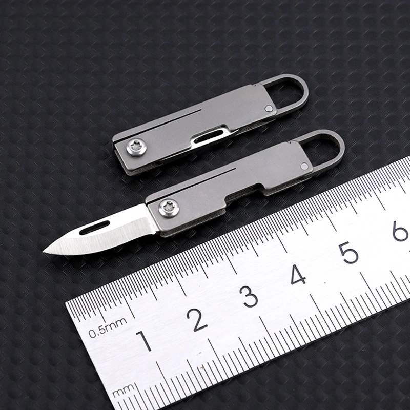 Titanium Mini Folding Knife Thin Pocket Knives Outdoor Camping Knife For Women Fruit Knives Unpacking Express Opener