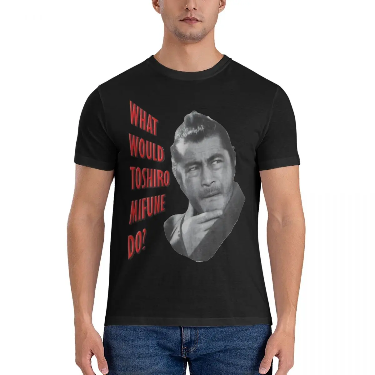 Toshiro Mifune T-Shirts for Men yojimbo Vintage 100% Cotton Tee Shirt Round Neck Short Sleeve T Shirt Classic Clothes