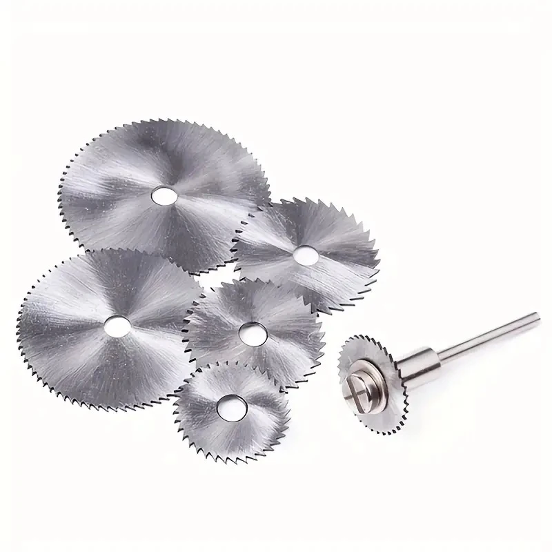 7pcs High Speed Steel HSS Saw Disc Wheel Cutting Blades Mini Circular Saw Blade Set With Extension Rod For Drills Rotary Tools