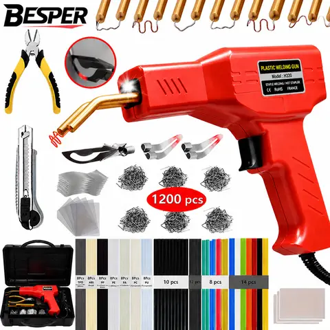 2 in 1 Upgraded Hot Stapler Plastic Welding Gun Car Bumper Repair Kit Plastic Crack Repair Tool for Auto Bumper Welding and Fixing