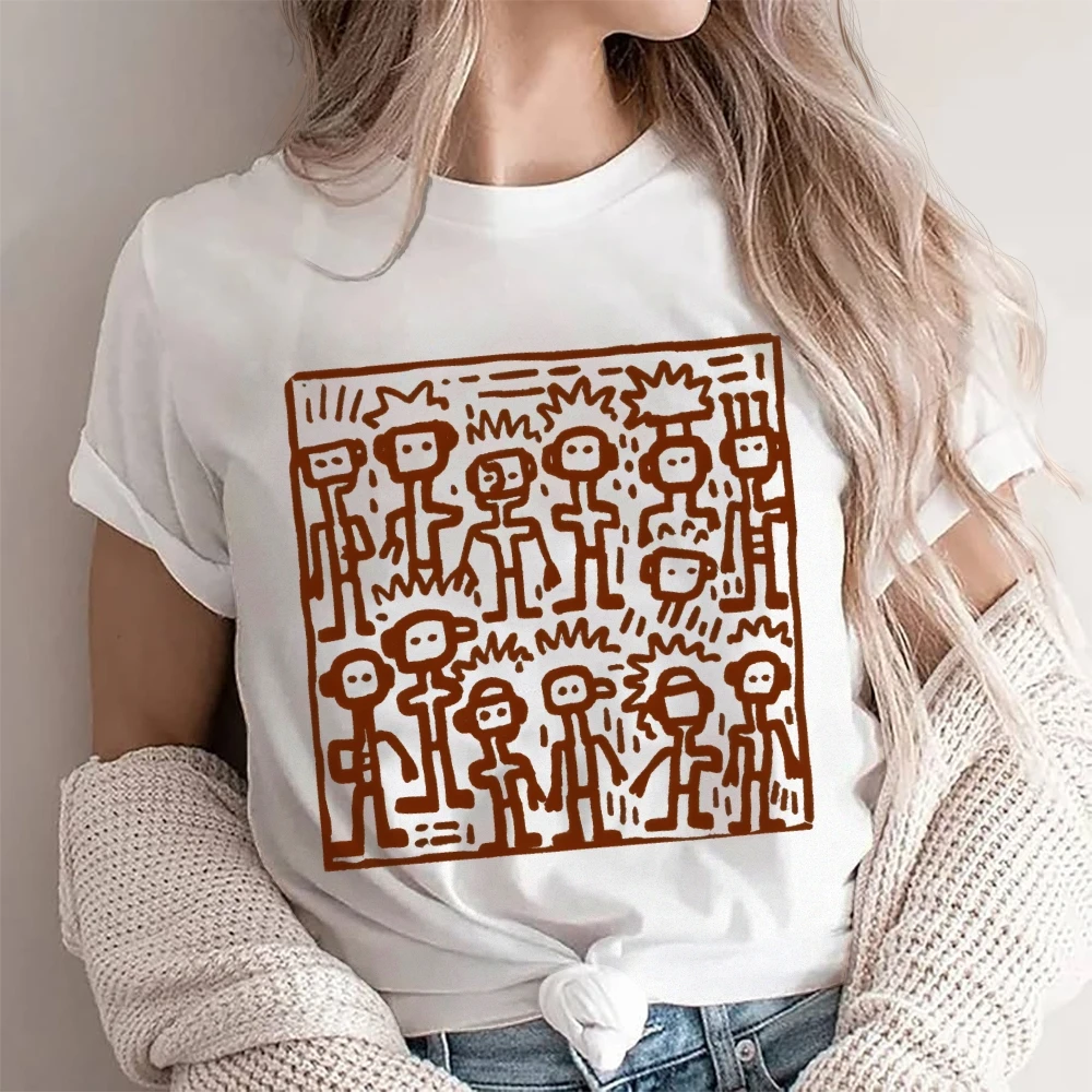 

Футболка с рисунком, футболка с фигуркой, 100% хлопок, высокое качество, красочная футболка большого размера, коричневая фигура, групповой принт, вычурный Y2K Vibe