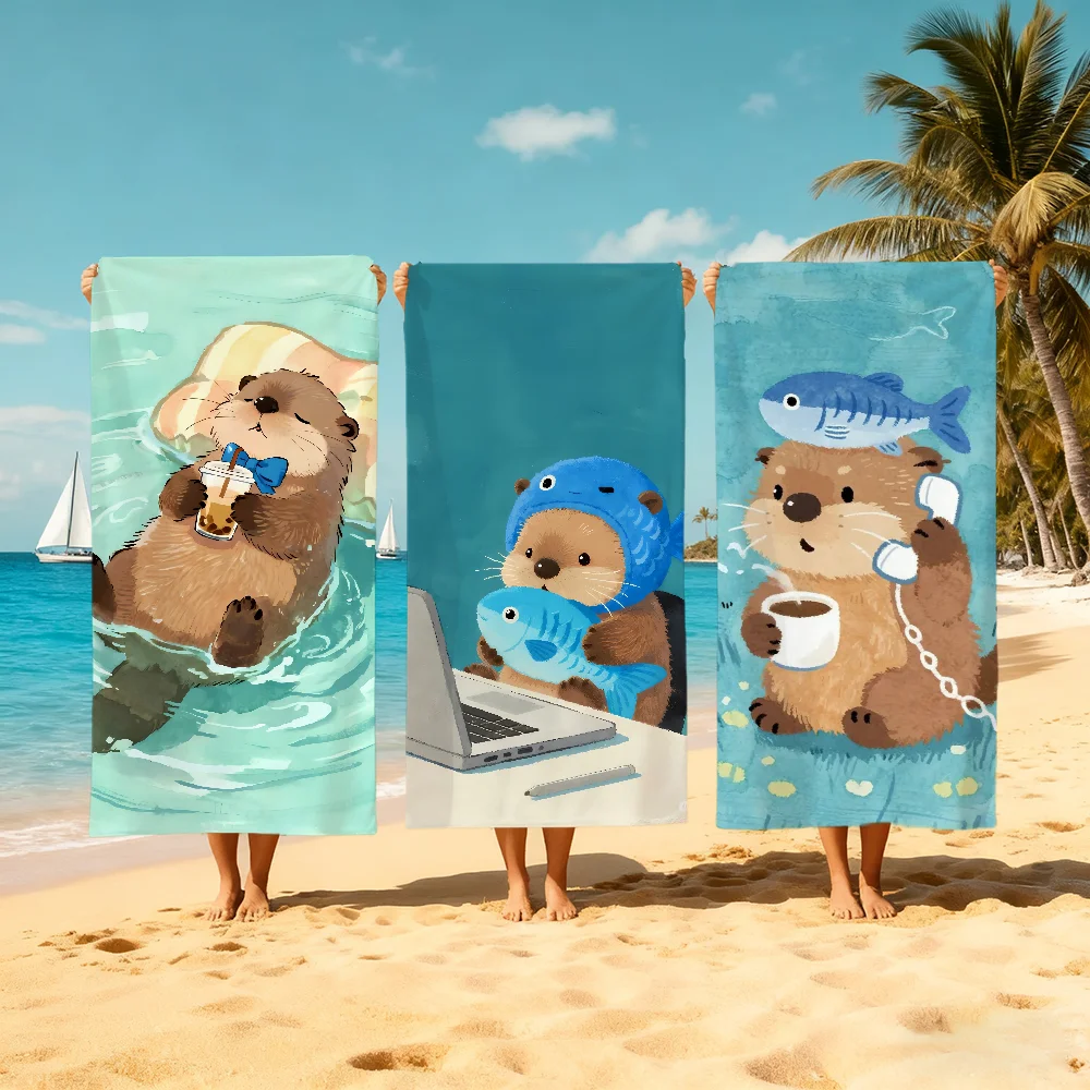 Sea otter cute Towel Large Quick-Drying Microfiber soft Beach Towel for Travel Fitness Sauna Bathing Camping