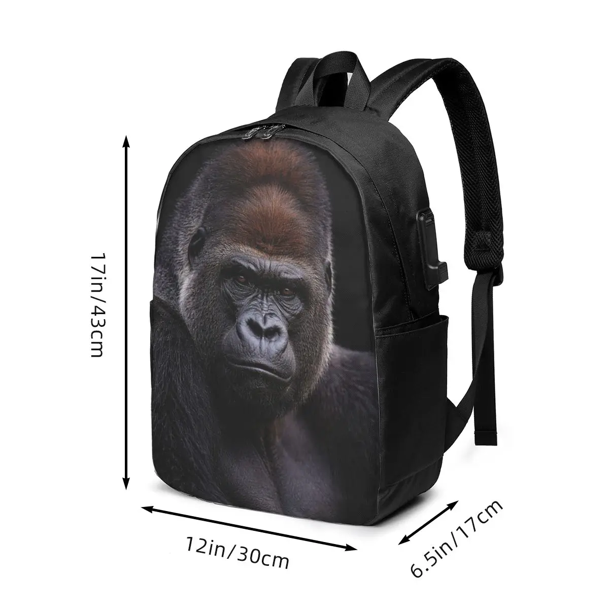 Gorilla Orangutan Face Monkey Realistic Backpack Travel Notebook Bag Computer College Student School Bag Laptop Shoulder Bags